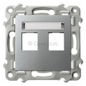 GPK-2Z/p/18 Pokrywa gniazda podwójnego typu Keystone prosta Srebro Ospel Szafir - Widok z przodu