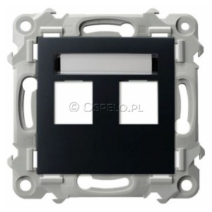 GPK-2Z/p/33 Pokrywa gniazda podwójnego typu Keystone prosta Czarny Metalik Ospel Szafir - Widok z przodu
