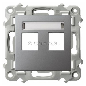 GPK-2Z/p/70 Pokrywa gniazda podwójnego typu Keystone prosta Szary Mat. Ospel Szafir - Widok z przodu
