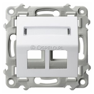 GPK-2ZS/p/00 Pokrywa gniazda podwójnego typu Keystone skośna Biały Ospel Szafir - Widok z przodu
