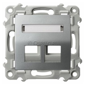 GPK-2ZS/p/18 Pokrywa gniazda podwójnego typu Keystone skośna Srebro Ospel Szafir - Widok z przodu