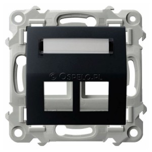 GPK-2ZS/p/33 Pokrywa gniazda podwójnego typu Keystone skośna Czarny Metalik Ospel Szafir - Widok z przodu