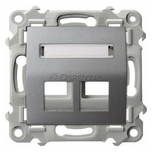 GPK-2ZS/p/70 Pokrywa gniazda podwójnego typu Keystone skośna Szary Mat. Ospel Szafir - Widok z przodu