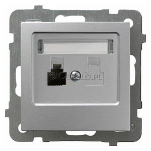 GPT-1G/m/18 Gniazdo telefoniczne pojedyncze Srebro Ospel As - Widok z przodu