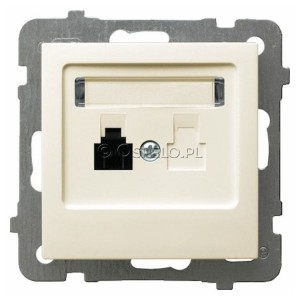 GPT-1G/m/27 Gniazdo telefoniczne pojedyncze Ecru Ospel As - Widok z przodu