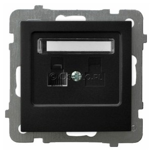 GPT-1G/m/33 Gniazdo telefoniczne pojedyncze Czarny Metalik Ospel As - Widok z przodu