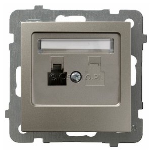 GPT-1G/m/45 Gniazdo telefoniczne pojedyncze Satyna Light Ospel As - Widok z przodu