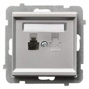 GPT-1R/m/38 Gniazdo telefoniczne pojedyncze Srebro Mat Ospel Sonata - Widok z przodu