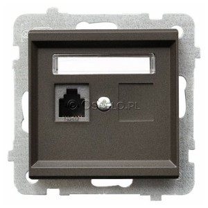 GPT-1R/m/40 Gniazdo telefoniczne pojedyncze Czekoladowy Metalik Ospel Sonata - Widok z przodu