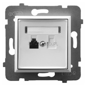 GPT-1U/m/00 Gniazdo telefoniczne pojedyncze Biały Ospel Aria - Widok z przodu