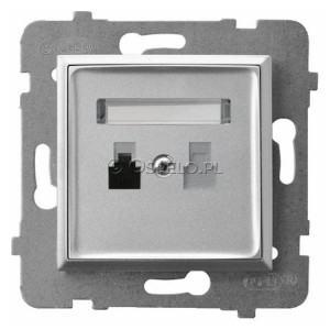 GPT-1U/m/18 Gniazdo telefoniczne pojedyncze Srebro Ospel Aria - Widok z przodu