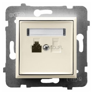 GPT-1U/m/27 Gniazdo telefoniczne pojedyncze Ecru Ospel Aria - Widok z przodu