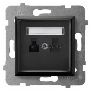 GPT-1U/m/33 Gniazdo telefoniczne pojedyncze Czarny Metalik Ospel Aria - Widok z przodu