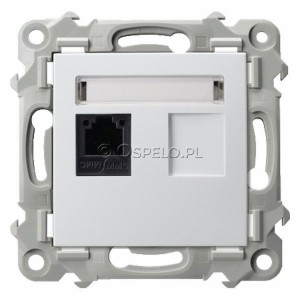 GPT-1Z/m/00 Gniazdo telefoniczne pojedyncze Biały Ospel Szafir - Widok z przodu