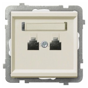 GPT-2RN/m/27 Gniazdo telefoniczne podwójne niezależne Ecru Ospel Sonata - Widok z przodu