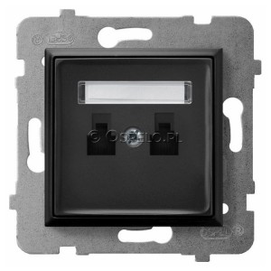 GPT-2UN/m/33 Gniazdo telefoniczne podwójne niezależne Czarny Metalik Ospel Aria - Widok z przodu