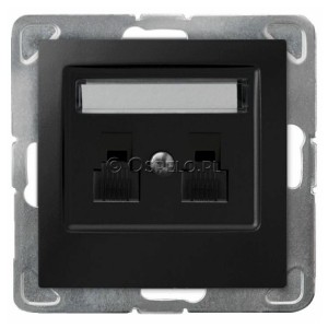 GPT-2YN/m/33 Gniazdo telefoniczne podwójne niezależne Czarny Metalik Ospel Impresja - Widok z przodu