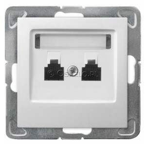 GPT-2YR/m/00 Gniazdo telefoniczne podwójne równoległe Biały Ospel Impresja - Widok z przodu