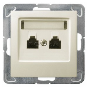 GPT-2YR/m/27 Gniazdo telefoniczne podwójne równoległe Ecru Ospel Impresja - Widok z przodu