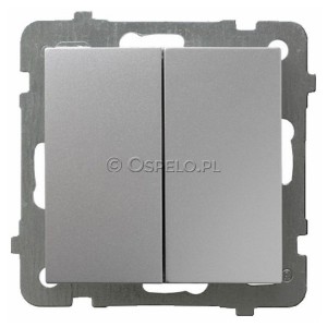 ŁP-10G/m/18 Łącznik schodowy podwójny 10A (Zaciski śrubowe) Srebro Ospel As - Widok z przodu