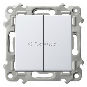 ŁP-10Z/m/00 Łącznik schodowy podwójny 10A (Szybkozłącza) Biały Ospel Szafir - Widok z przodu