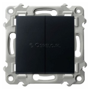 ŁP-10Z/m/33 Łącznik schodowy podwójny 10A (Szybkozłącza) Czarny Metalik Ospel Szafir - Widok z przodu