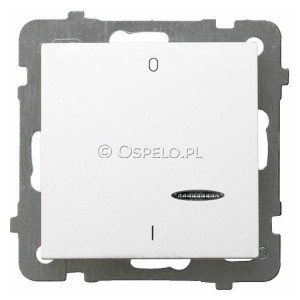 ŁP-11GS/m/00 Łącznik dwubiegunowy z podświetleniem w kolorze Pomarańczowym 10A (Zaciski śrubowe) Biały Ospel As - Widok z przodu