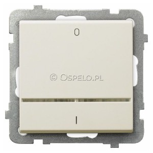 ŁP-11RS/m/27 Łącznik dwubiegunowy z podświetleniem w kolorze Pomarańczowym 16A (Szybkozłącza) Ecru Ospel Sonata - Widok z przodu