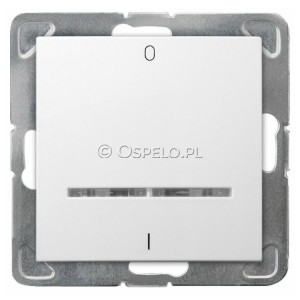 ŁP-11YS/m/00 Łącznik dwubiegunowy z podświetleniem w kolorze Pomarańczowym 16A (Szybkozłącza) Biały Ospel Impresja - Widok z przodu