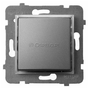 ŁP-12US/m/70 Łącznik kontrolny z sygnalizacją załączenia w kolorze Niebieskim 10A (Szybkozłącza) Szary Mat. Ospel Aria - Widok z przodu