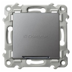 ŁP-12ZS/m/70 Łącznik kontrolny z sygnalizacją załączenia w kolorze Niebieskim 10A (Szybkozłącza) Szary Mat. Ospel Szafir - Widok z przodu