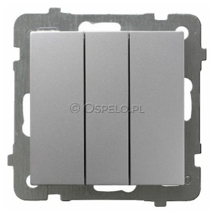 ŁP-13G/m/18 Łącznik potrójny 10A (Szybkozłącza) Srebro Ospel As - Widok z przodu