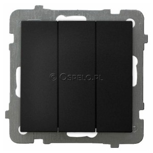 ŁP-13G/m/33 Łącznik potrójny 10A (Szybkozłącza) Czarny Metalik Ospel As - Widok z przodu