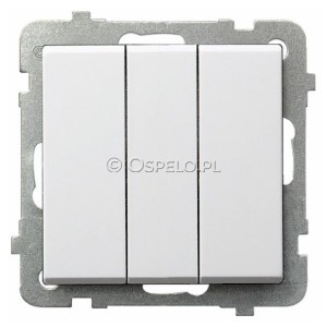 ŁP-13R/m/00 Łącznik potrójny 10A (Szybkozłącza) Biały Ospel Sonata - Widok z przodu