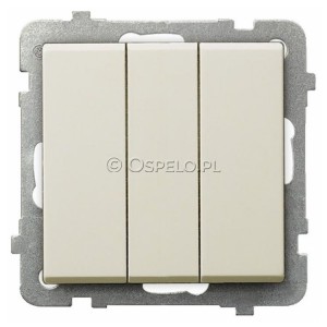 ŁP-13R/m/27 Łącznik potrójny 10A (Szybkozłącza) Ecru Ospel Sonata - Widok z przodu