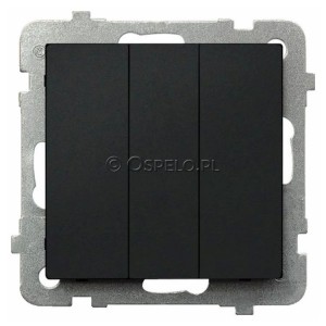 ŁP-13R/m/33 Łącznik potrójny 10A (Szybkozłącza) Czarny Metalik Ospel Sonata - Widok z przodu