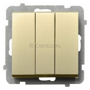 ŁP-13R/m/39 Łącznik potrójny 10A (Szybkozłącza) Szampański Złoty Ospel Sonata - Widok z przodu