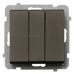 ŁP-13R/m/40 Łącznik potrójny 10A (Szybkozłącza) Czekoladowy Metalik Ospel Sonata - Widok z przodu