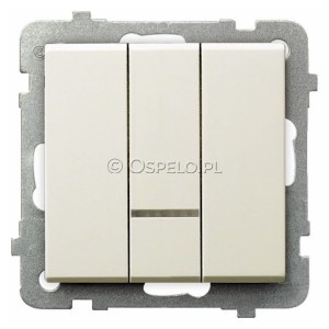 ŁP-13RS/m/27 Łącznik potrójny z podświetleniem w kolorze Pomarańczowym 10A (Szybkozłącza) Ecru Ospel Sonata - Widok z przodu