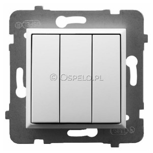 ŁP-13U/m/00 Łącznik potrójny 10A (Szybkozłącza) Biały Ospel Aria - Widok z przodu