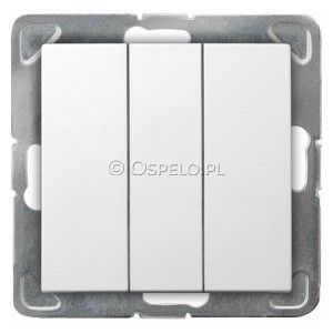 ŁP-13Y/m/00 Łącznik potrójny 10A (Szybkozłącza) Biały Ospel Impresja - Widok z przodu