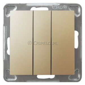 ŁP-13Y/m/28 Łącznik potrójny 10A (Szybkozłącza) Złoty Metalik Ospel Impresja - Widok z przodu