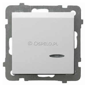 ŁP-15GS/m/00 Łącznik hotelowy z podświetleniem w kolorze Pomarańczowym 16A (Zaciski śrubowe) Biały Ospel As - Widok z przodu