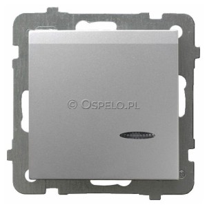 ŁP-15GS/m/18 Łącznik hotelowy z podświetleniem w kolorze Pomarańczowym 16A (Zaciski śrubowe) Srebro Ospel As - Widok z przodu