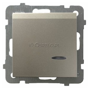 ŁP-15GS/m/45 Łącznik hotelowy z podświetleniem w kolorze Pomarańczowym 16A (Zaciski śrubowe) Satyna Light Ospel As - Widok z przodu