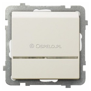 ŁP-15RS/m/27 Łącznik hotelowy z podświetleniem w kolorze Pomarańczowym 16A (Zaciski śrubowe) Ecru Ospel Sonata - Widok z przodu