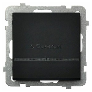 ŁP-15RS/m/33 Łącznik hotelowy z podświetleniem w kolorze Pomarańczowym 16A (Zaciski śrubowe) Czarny Metalik Ospel Sonata - Widok z przodu