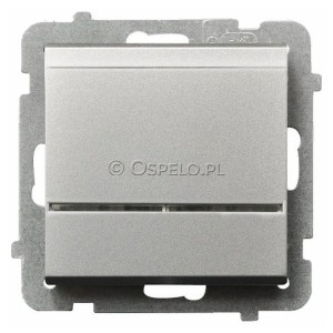 ŁP-15RS/m/38 Łącznik hotelowy z podświetleniem w kolorze Pomarańczowym 16A (Zaciski śrubowe) Srebro Mat Ospel Sonata - Widok z przodu