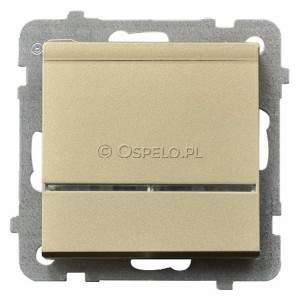 ŁP-15RS/m/39 Łącznik hotelowy z podświetleniem w kolorze Pomarańczowym 16A (Zaciski śrubowe) Szampański Złoty Ospel Sonata - Widok z przodu