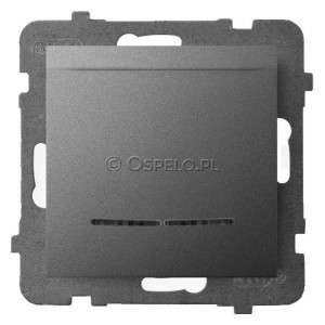 ŁP-15US/m/70 Łącznik hotelowy z podświetleniem w kolorze Pomarańczowym 16A (Zaciski śrubowe) Szary Mat. Ospel Aria - Widok z przodu